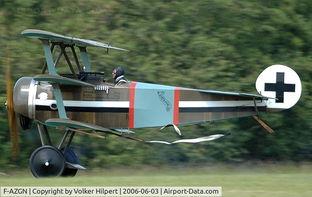 F-AZGN, Fokker Dr.1 Triplane Replica C/N MF-01, Fokker DR.1 at the La Ferté-Alais Air show 2006