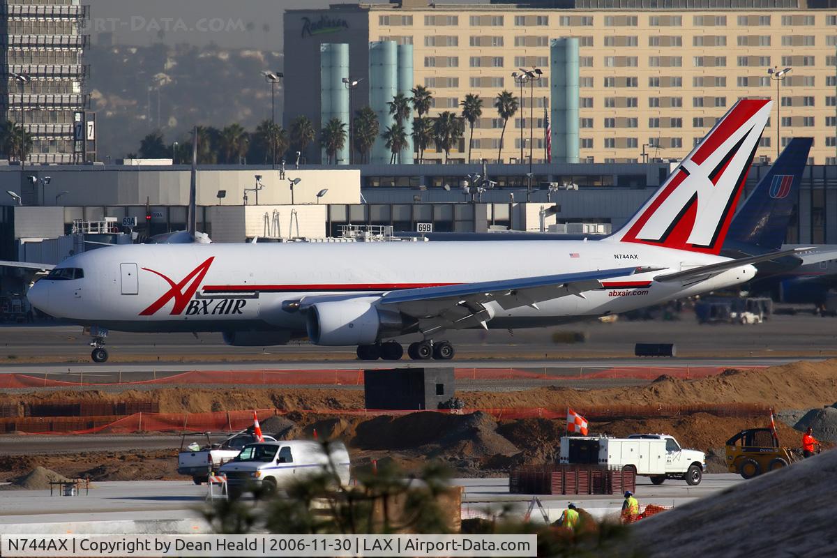 N744AX, 1983 Boeing 767-232 C/N 22221, ABX Air N744AX (FLT ABX873) exitting RWY 25R after arrival from Fort Wayne Int'l (KFWA).