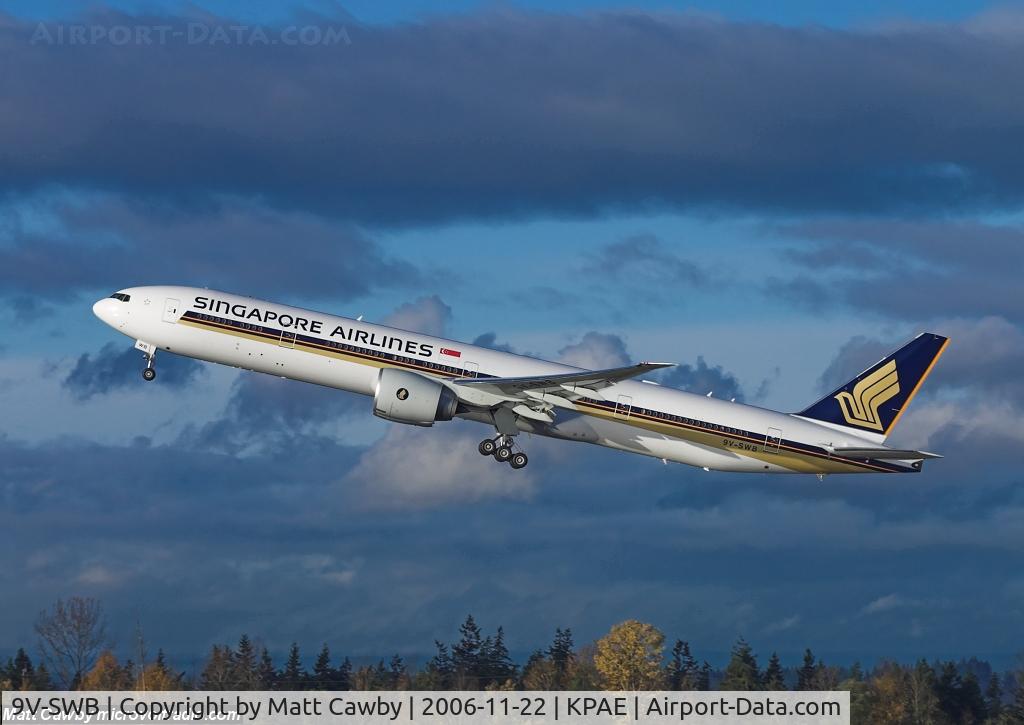 9V-SWB, 2006 Boeing 777-312/ER C/N 33377, Test flight from Paine Field