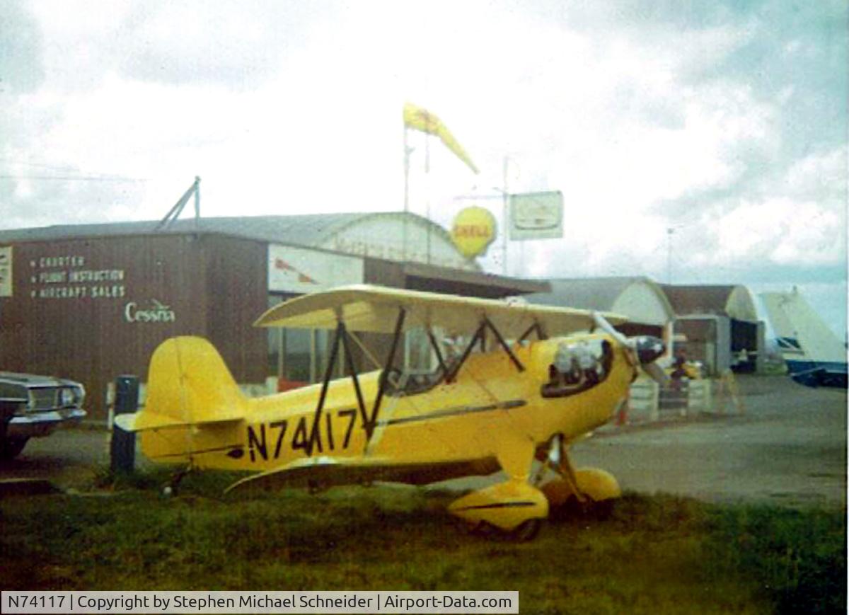 N74117, 1964 Schroeder Biplane LAST C/N 1964, Photographed N74117 at the old Springfield Airport when I was 10 years old in 1970 The old Springfield Airport no longer exists. The location now has a WalMart store.