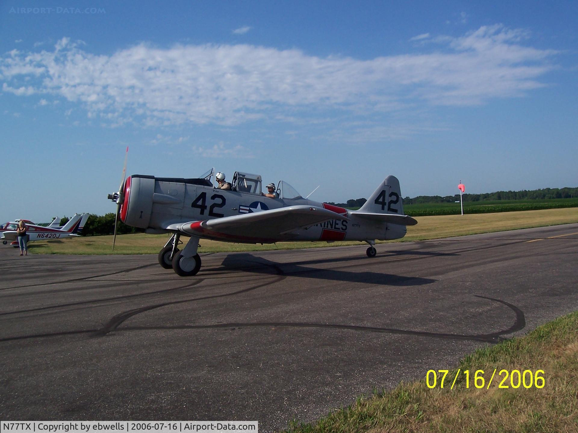 N77TX, North American AT-6A Texan C/N 78-6698, Blue Earth Fly In