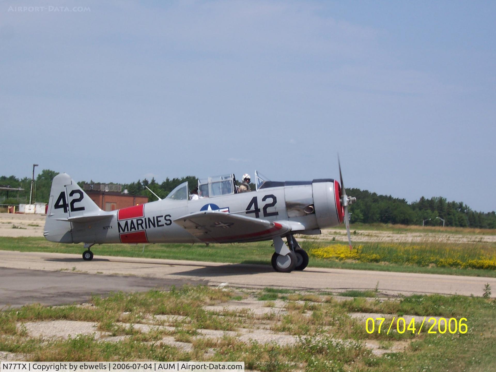 N77TX, North American AT-6A Texan C/N 78-6698, AUM Ramp - 4th of July