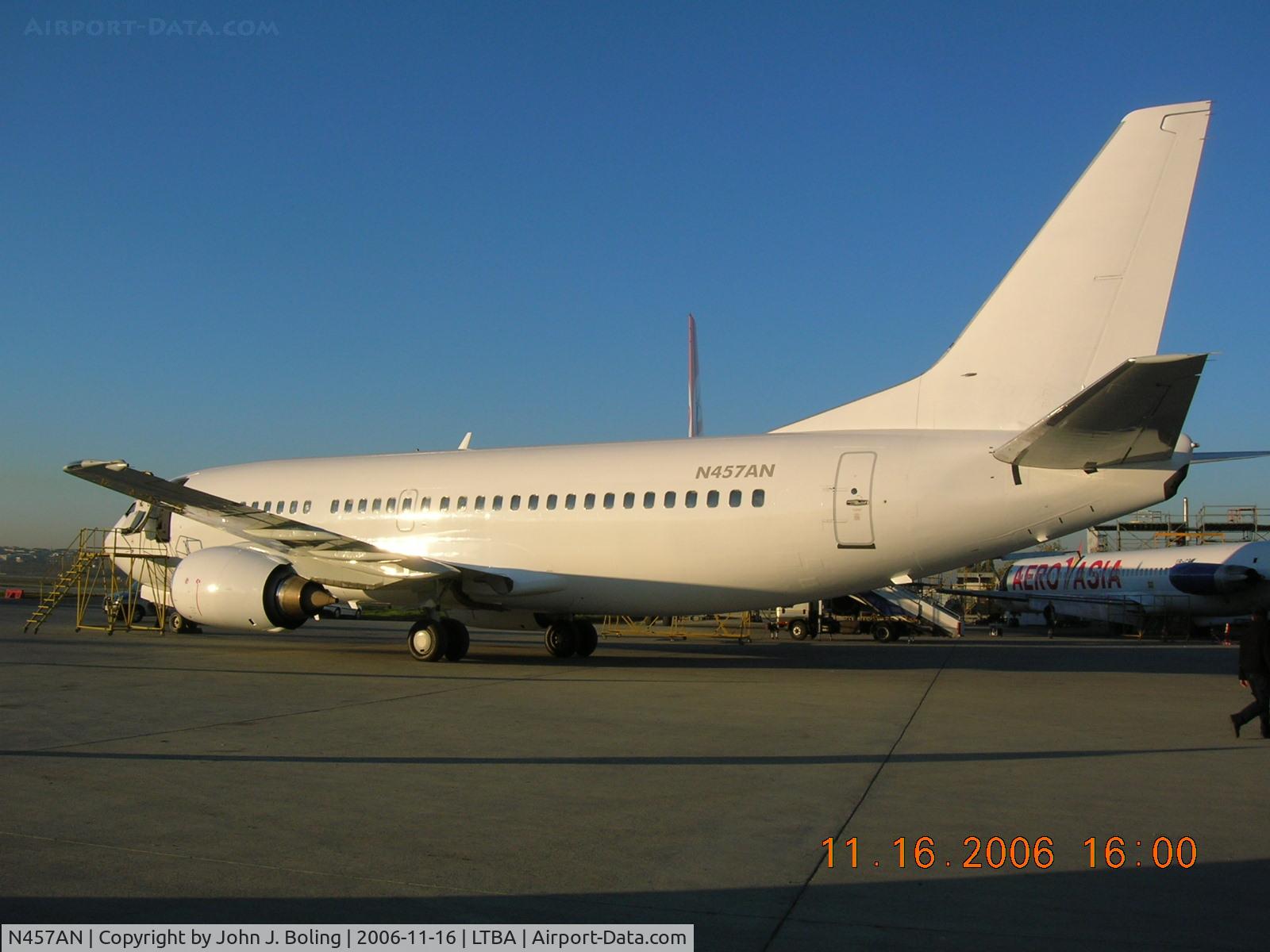 N457AN, 1995 Boeing 737-33A C/N 27457, Boeing 737-300, MSN 27457. Post maint test flt 12 Nov at LTBA/IST; ferry to ENGM/OSL on 16 nov bu J Boling and K. Whitfield. Former Varig.