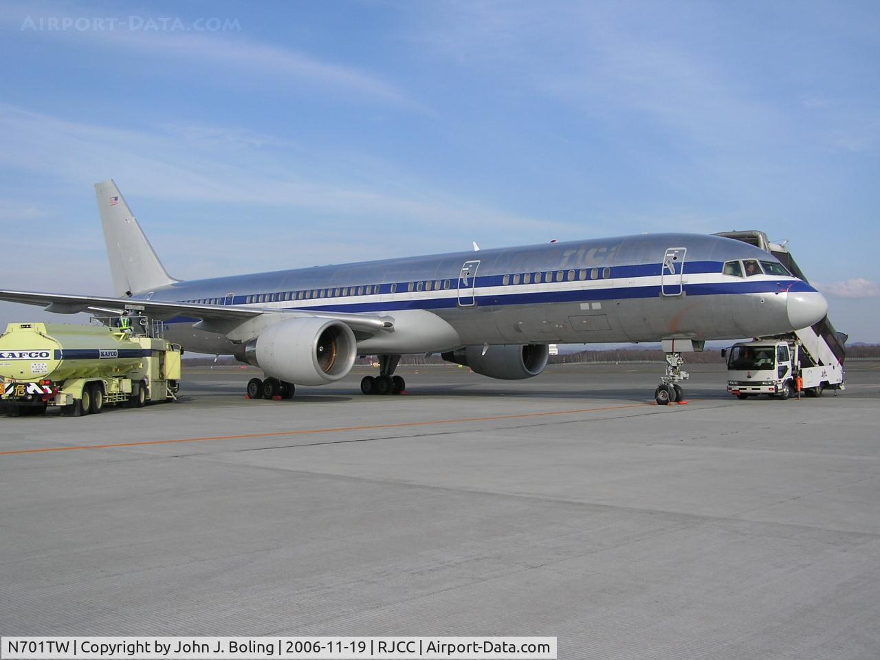 N701TW, 1996 Boeing 757-2Q8 C/N 28160, Refuel at Sapporo, Japan during ferry to Taipei by T. Jolma, J Boling and D. Sullivan