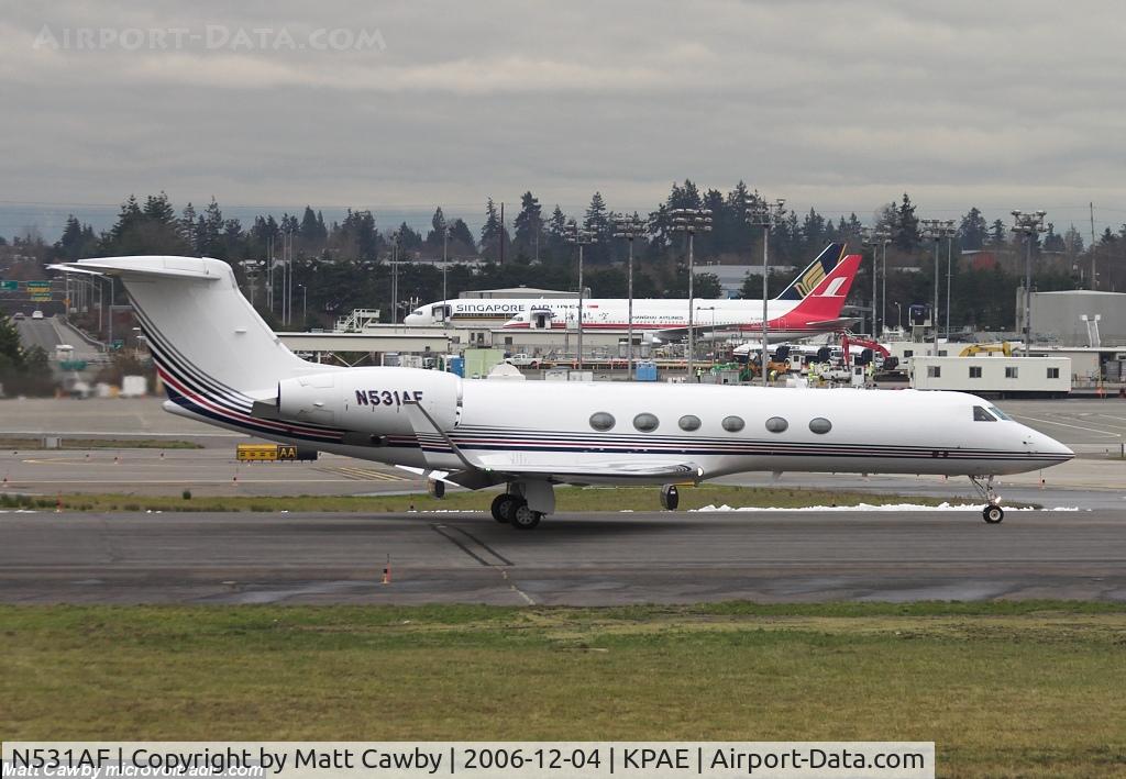 N531AF, 1997 Gulfstream Aerospace G-V C/N 531, Ready for takeoff 16R at Paine Field