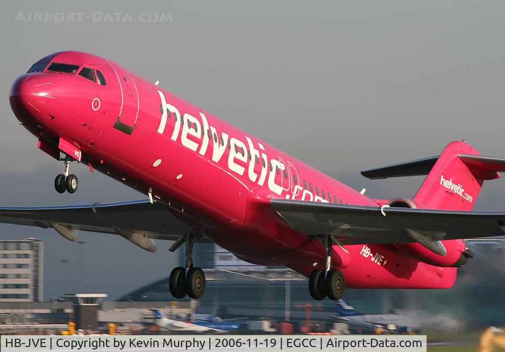 HB-JVE, 1993 Fokker 100 (F-28-0100) C/N 11459, Helvetic Pink Fokker