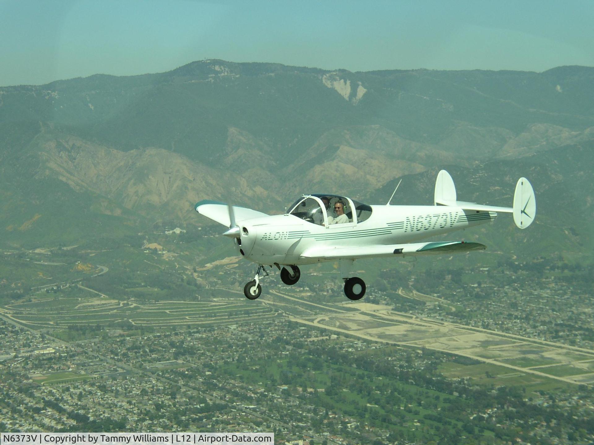 N6373V, 1965 Alon A2 Aircoupe C/N A-49, N6373V flying near Redlands Municipal Airport (L12)
