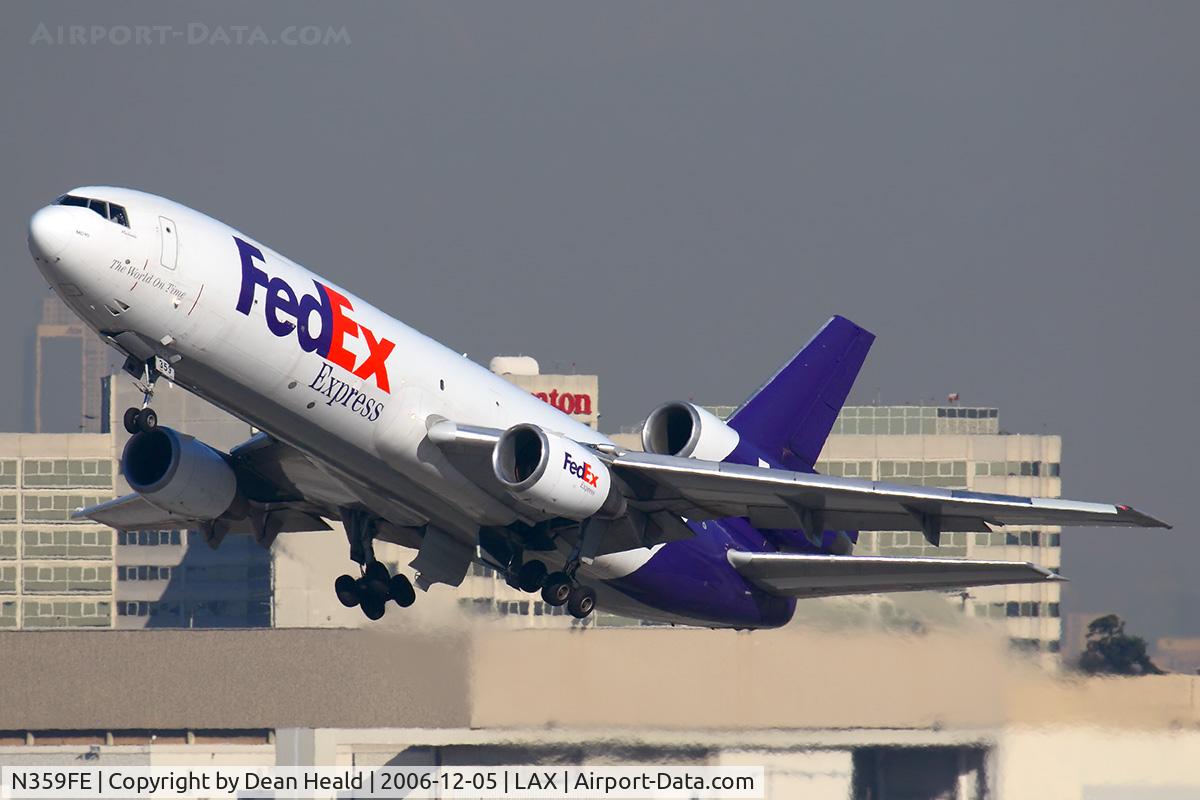 N359FE, 1980 McDonnell Douglas MD-10-10F C/N 46635, FedEx N359FE (FLT FDX3019) climbing out from RWY 25R enroute to Chicago O'Hare Int'l (KORD).