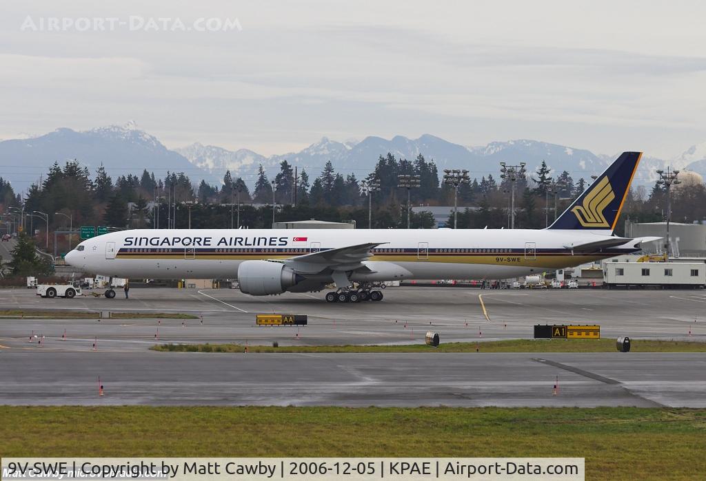 9V-SWE, 2006 Boeing 777-312/ER C/N 34570, On the Boeing ramp at KPAE