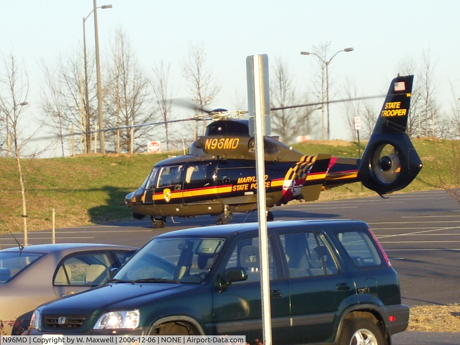 N96MD, 1989 Aerospatiale SA-365N-1 Dauphin 2 C/N 6321, This helicopter was transporting someone on stretcher. The details of the patient and what happened are unknown, but the helicopter landed in the parkinglot of a church in Fulton, MD.
