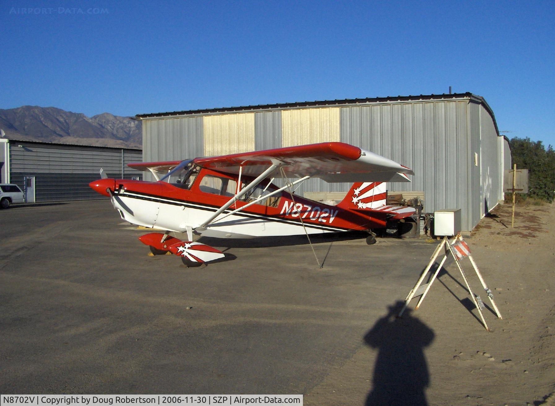 N8702V, 1975 Bellanca 8KCAB Decathlon C/N 189-75, 1975 Bellanca 8KCAB DECATHLON, Lycoming IO-320 150 Hp, maintenance parking