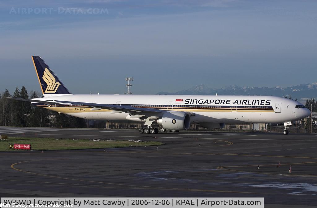 9V-SWD, 2006 Boeing 777-312/ER C/N 34569, First flight from Paine Field