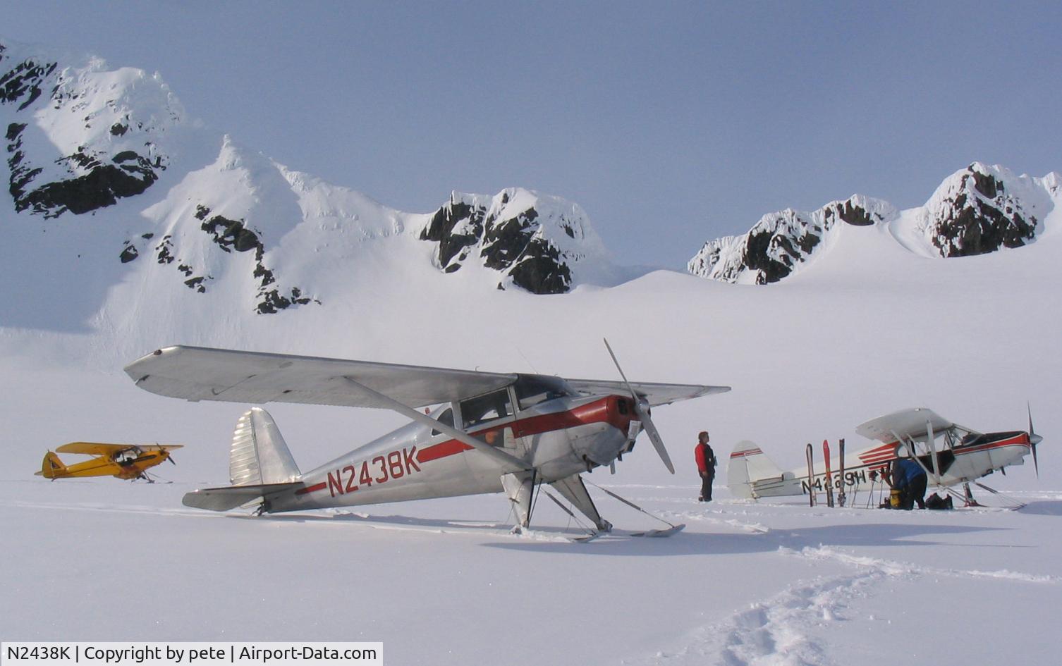 N2438K, 1947 Luscombe 8E Silvaire C/N 5165, On skiis up on a glacier in alaska