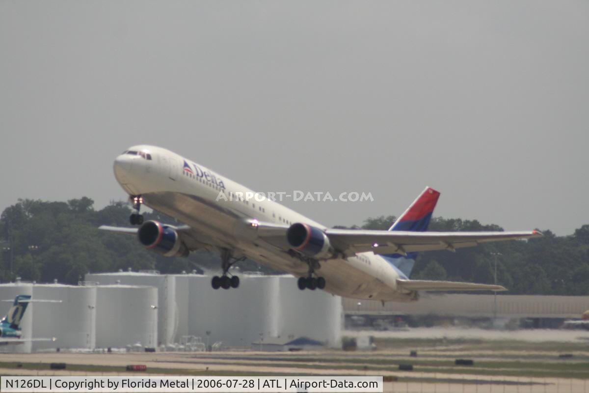 N126DL, 1988 Boeing 767-332 C/N 24076, Taking off from ATL