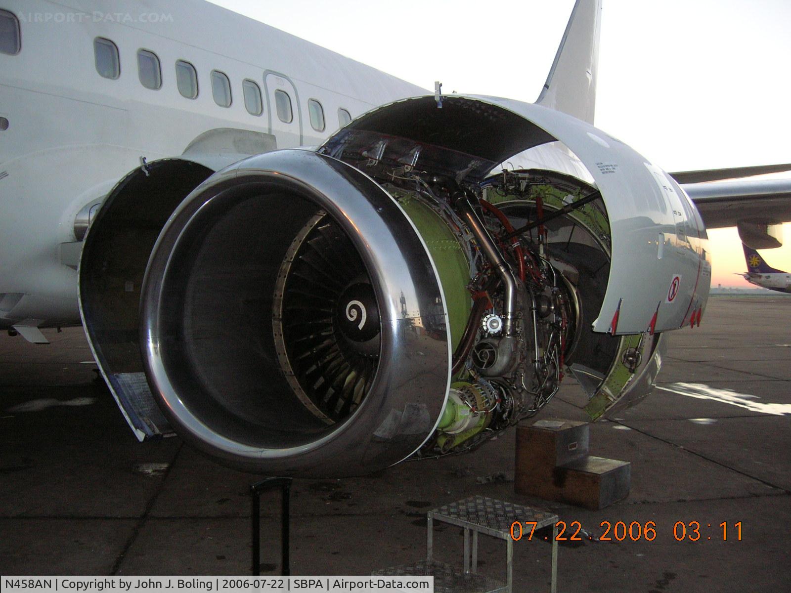 N458AN, 1997 Boeing 737-33A C/N 27458, CFM-56 checks prior to test flight