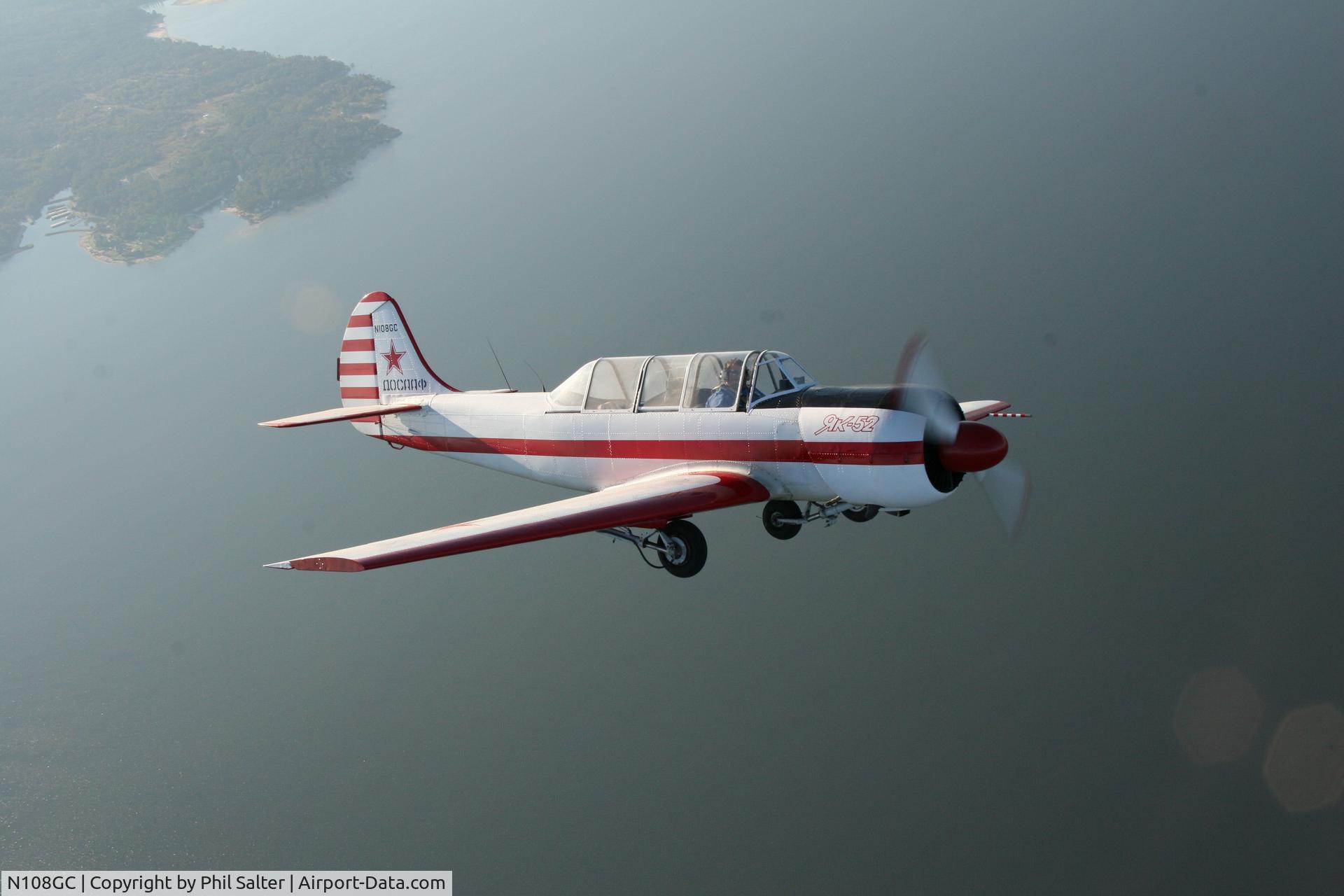 N108GC, 1984 Yakovlev Yak-52 C/N 844710, Yak-52 over Livingston, Texas