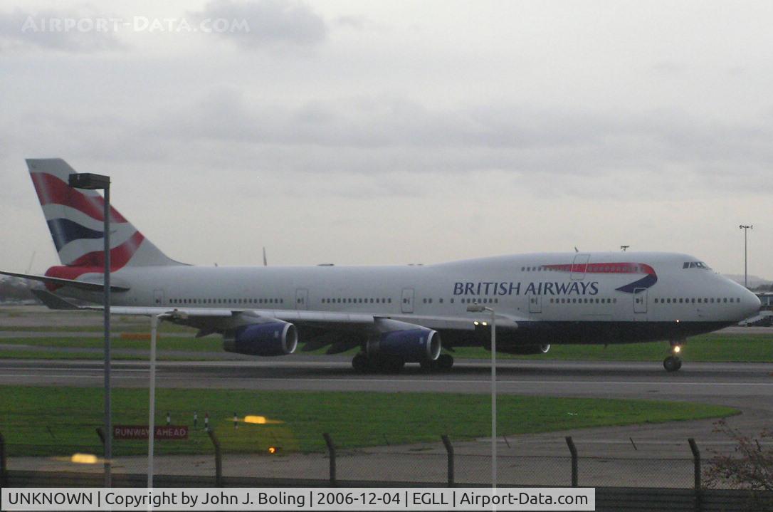 UNKNOWN, Boeing 747 C/N Unknown, British Airways 747-400 on take off roll runway 27R at Heathrow