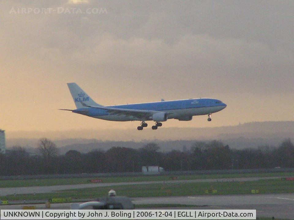 UNKNOWN, Airliners Various C/N Unknown, KLM A-330 early morning arrival runway 27L, Heathrow