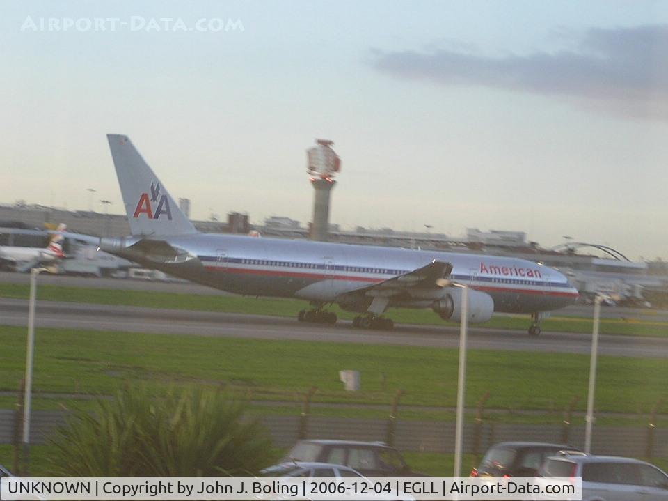 UNKNOWN, Airliners Various C/N Unknown, American Airlines B-777 on take off roll runway 27R, Heathrow