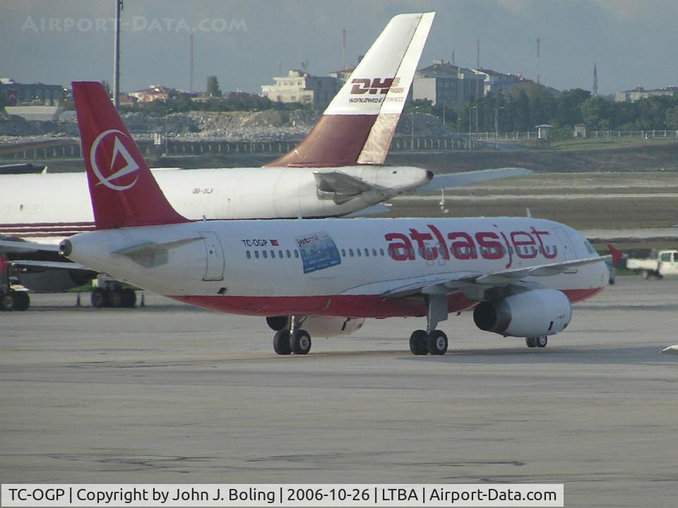TC-OGP, 2005 Airbus A320-232 C/N 2453, Atlas Jet A-320 taxi out at Ataturk Airport, Istanbul, Turkey