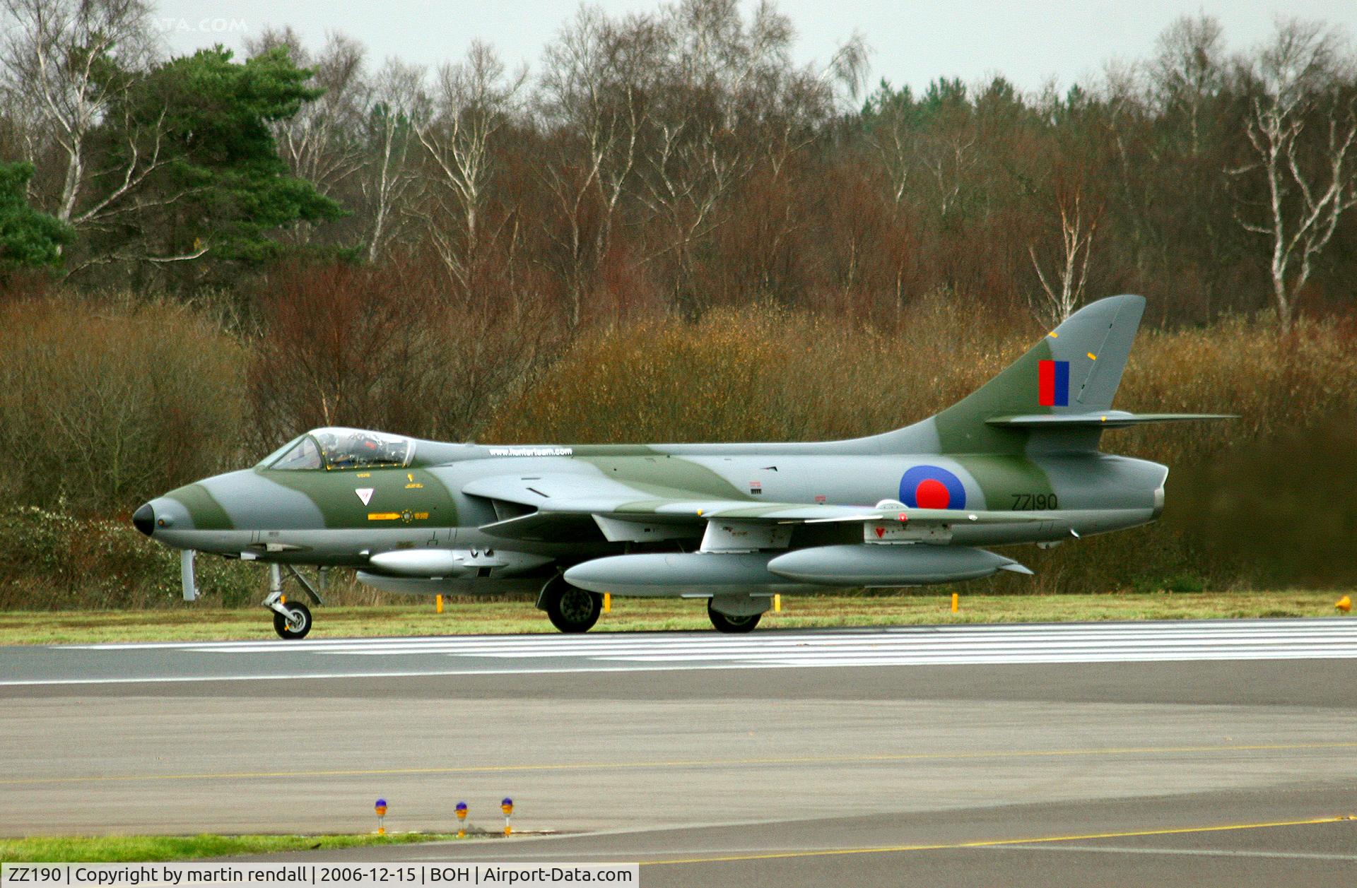 ZZ190, 1962 Hawker Hunter F.58 C/N 41H-697433, HUNTER