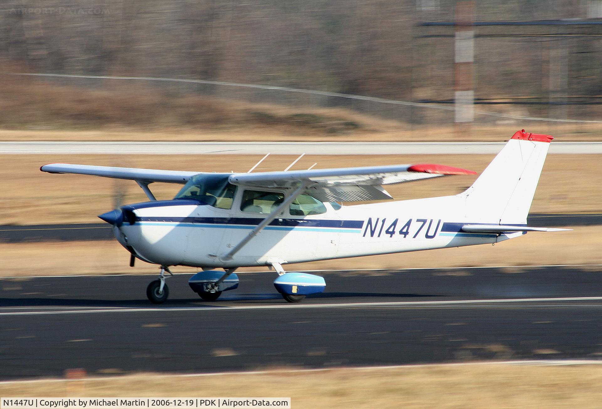 N1447U, 1976 Cessna 172M C/N 17267114, Landing Runway 34