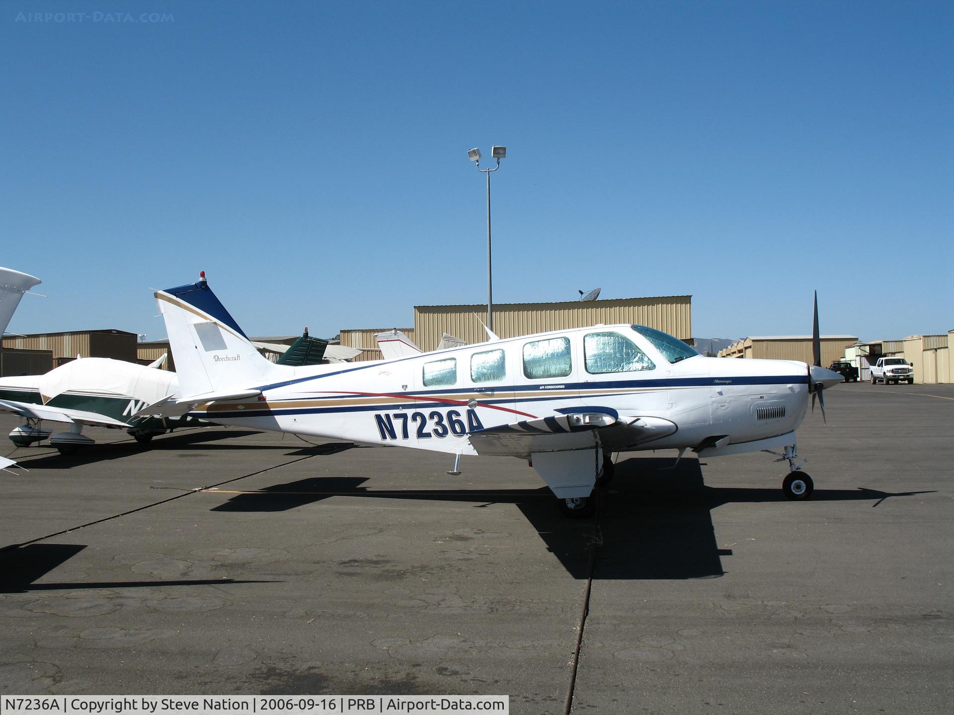 N7236A, 1984 Beech A36 Bonanza 36 C/N E-2209, 1984 Beech A36 visiting from Arizona @ Paso Robles Municipal Airport, CA