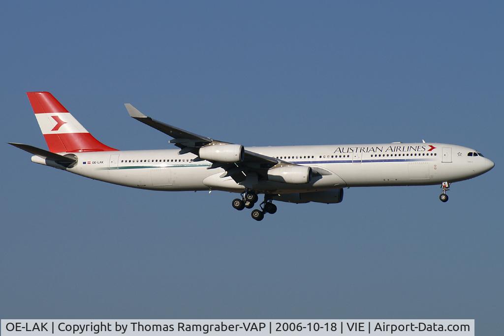 OE-LAK, 1997 Airbus A340-313 C/N 169, Austrian Airlines A340-300