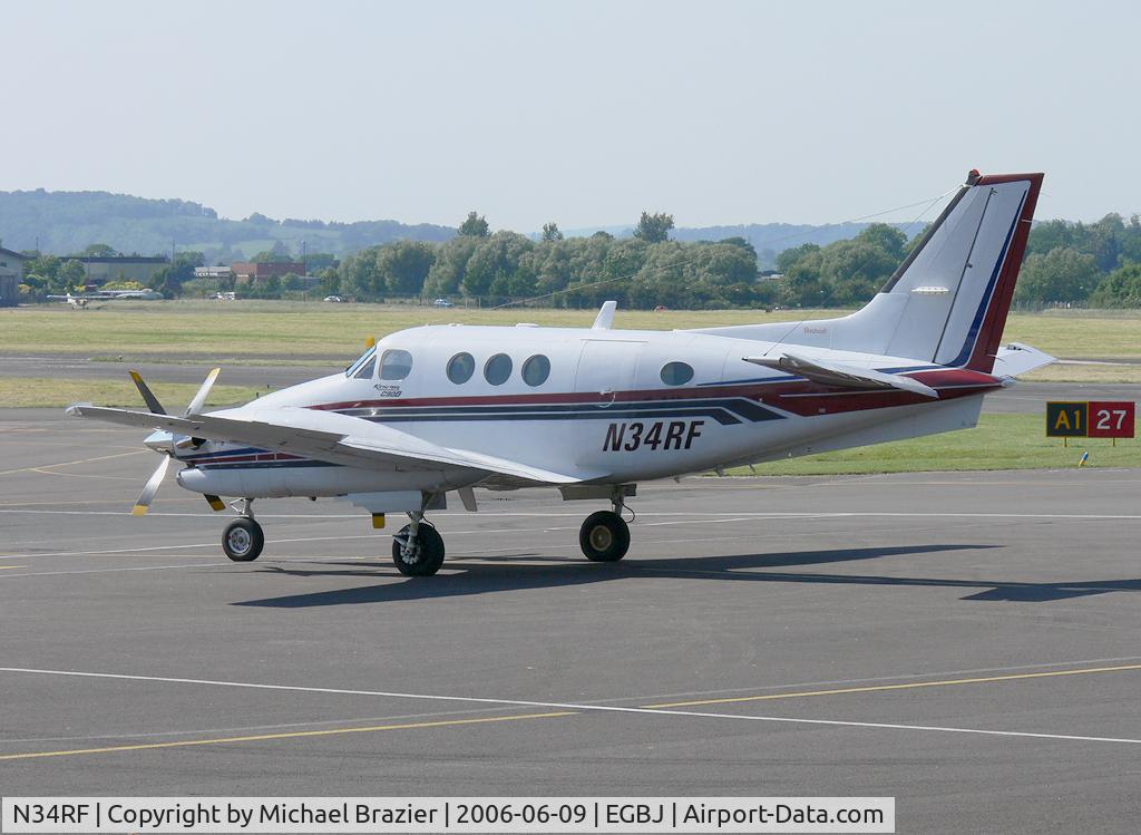 N34RF, 1994 Beech C90B King Air C/N LJ-1371, Parked outside the terminal at Gloucestershire Airport, Staverton, UK.