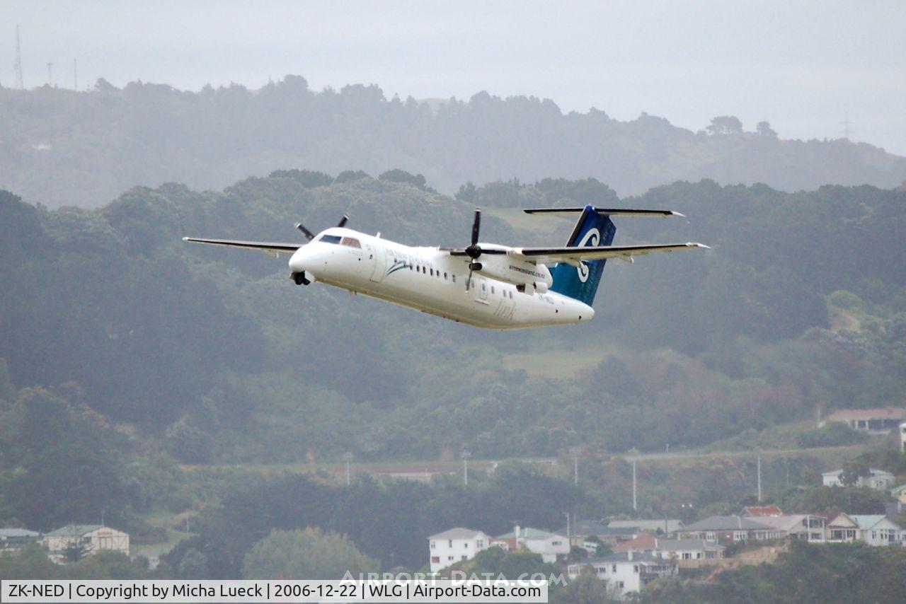 ZK-NED, 2005 De Havilland Canada DHC-8-311 Dash 8 C/N 617, Climbing out of Wellington