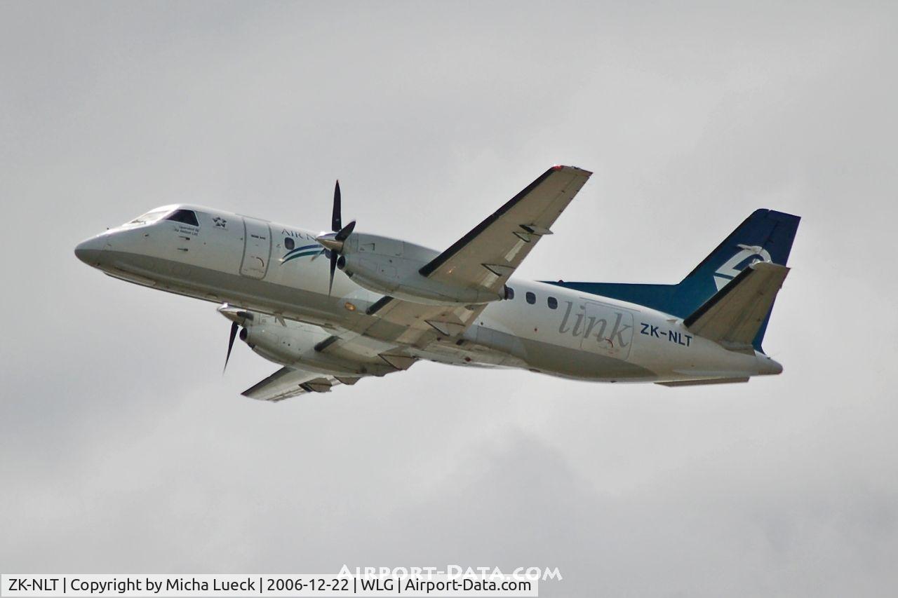 ZK-NLT, 1988 Saab 340A C/N 340A-116, Climbing out of Wellington