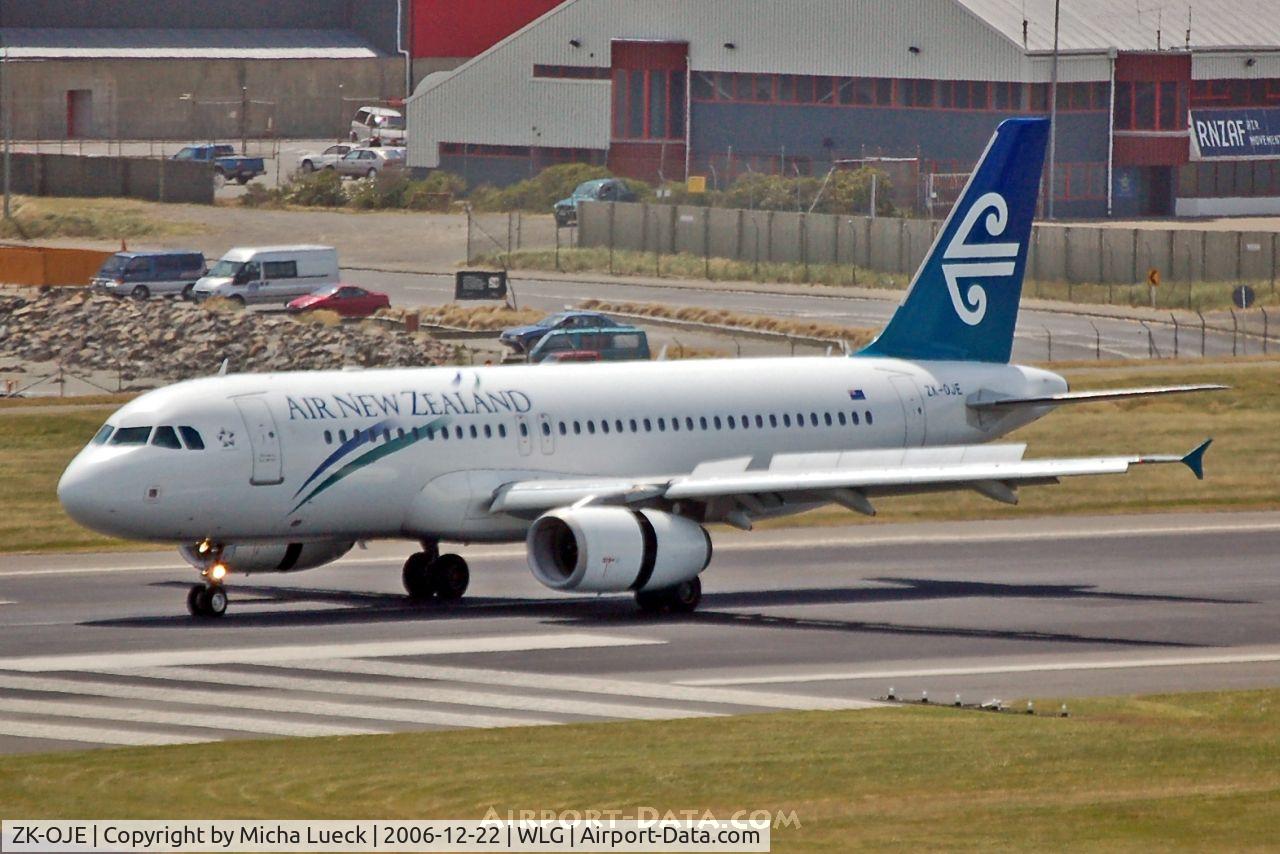 ZK-OJE, 2003 Airbus A320-232 C/N 2148, Just touched down, thrust reversers deployed
