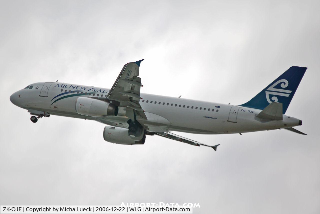 ZK-OJE, 2003 Airbus A320-232 C/N 2148, bye bye, Wellington