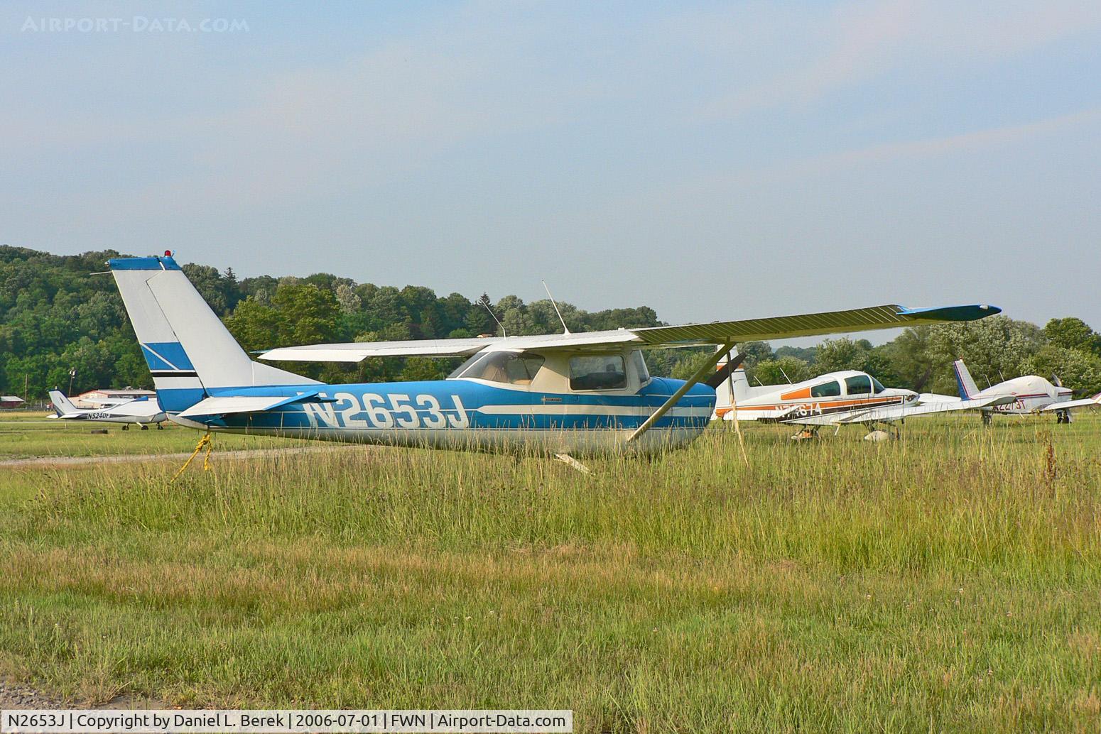 N2653J, 1966 Cessna 150G C/N 15065653, A nice blue 1966 Cessna 150 sits in the tall grass during the summer at Sussex.
