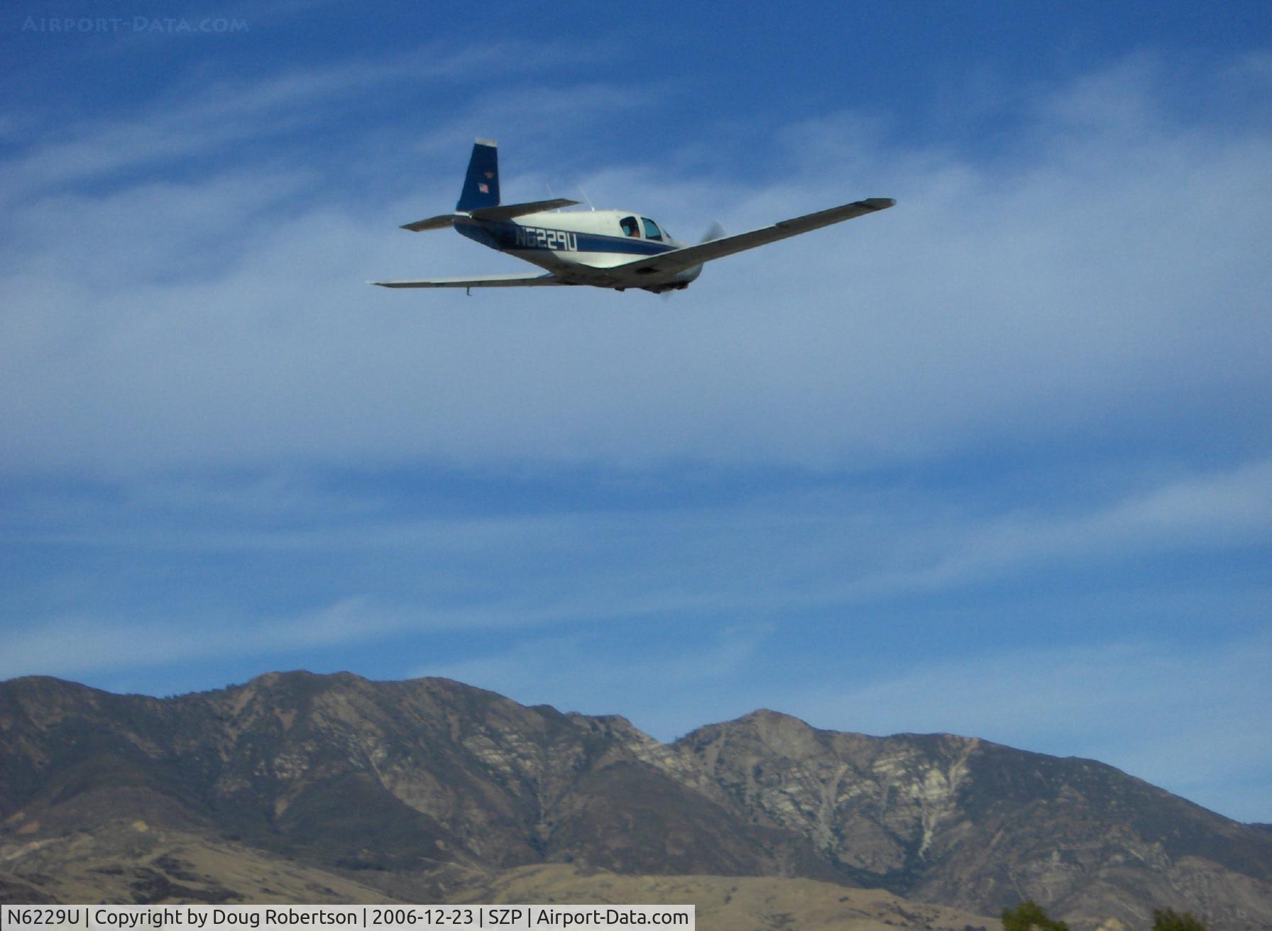N6229U, 1962 Mooney M20C Ranger C/N 2068, 1962 Mooney M20C, Lycoming O&VO-360 180 Hp, Takeoff climb Rwy 04