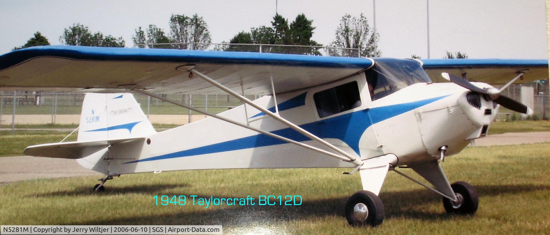 N5281M, 1948 Taylorcraft BC12-D C/N 10581, 1948 BC12D at Fleming Field MN.
