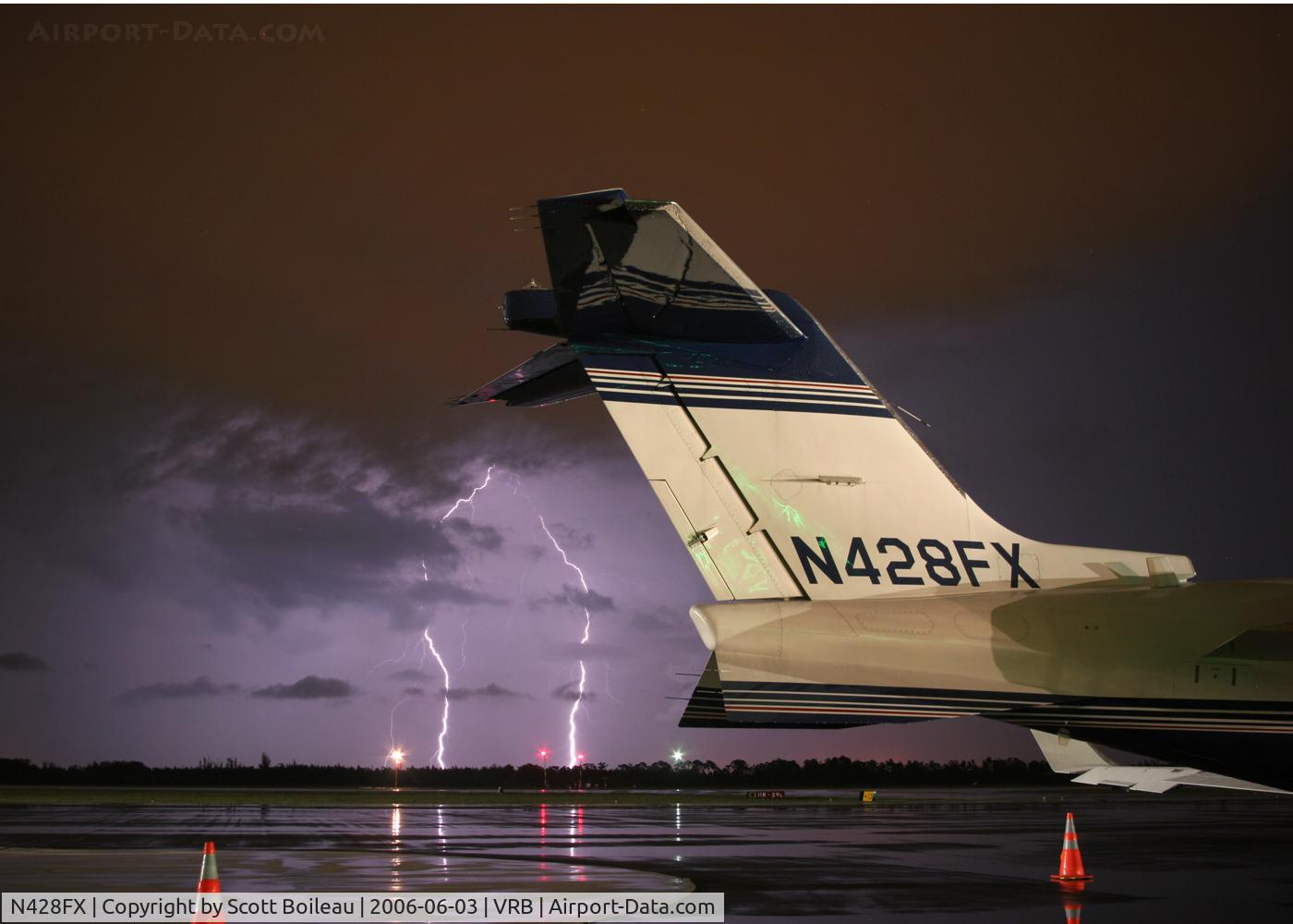 N428FX, 2001 Learjet 45 C/N 164, one of 20 great lightning shots from a storm in fl june 2006
