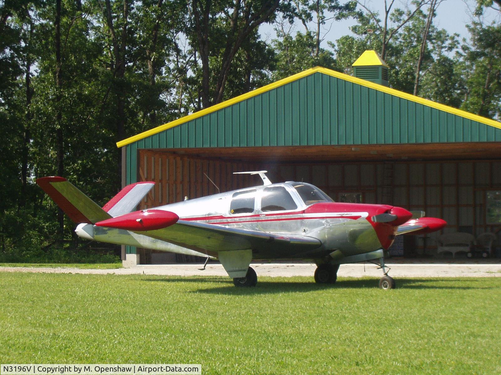 N3196V, 1947 Beech 35 Bonanza C/N D-632, 3196V in front of hangar