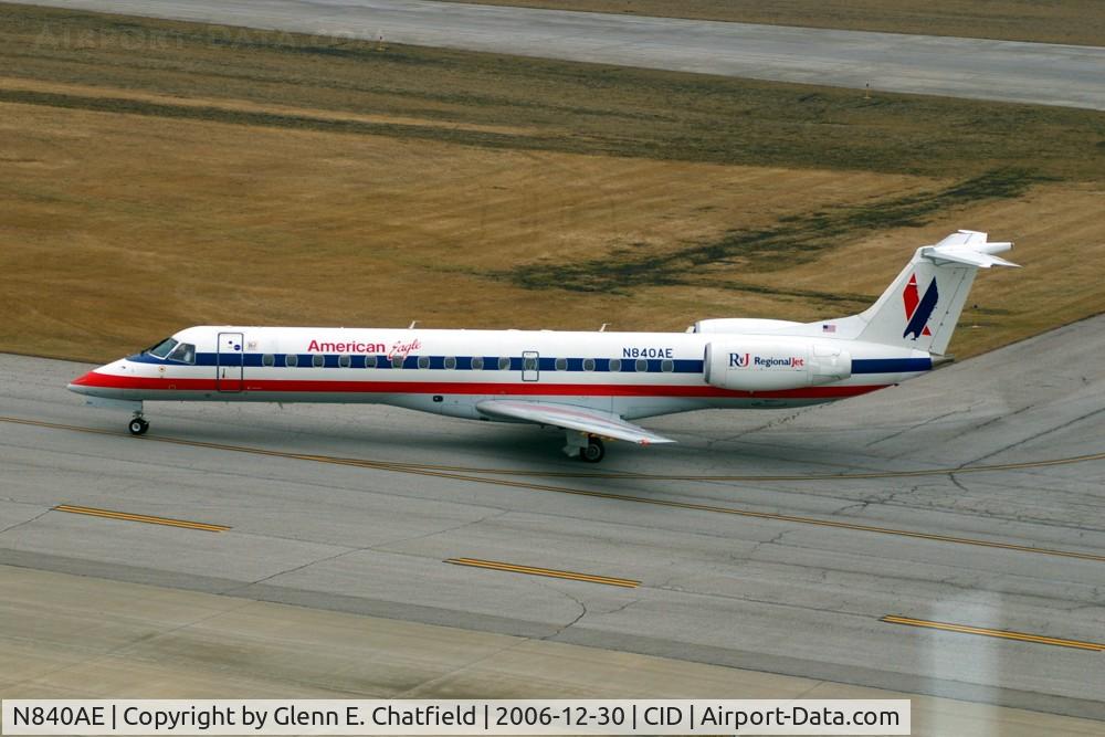 N840AE, 2002 Embraer ERJ-140LR (EMB-135KL) C/N 145656, American Eagle taxiing in, seen from the tower