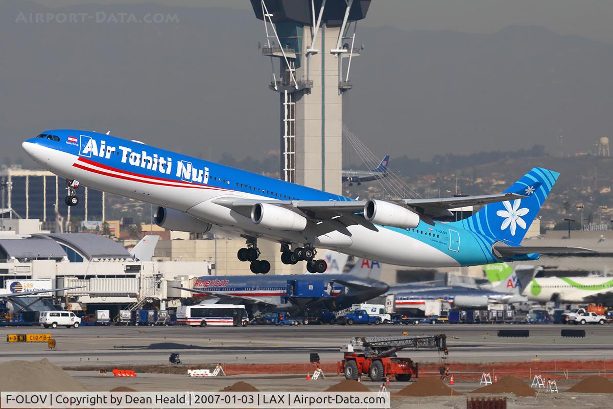 F-OLOV, 2005 Airbus A340-313 C/N 668, Air Tahiti Nui F-OLOV (FLT THT22) departing RWY 25R enroute to Paris Charles De Gaulle (LFPG).