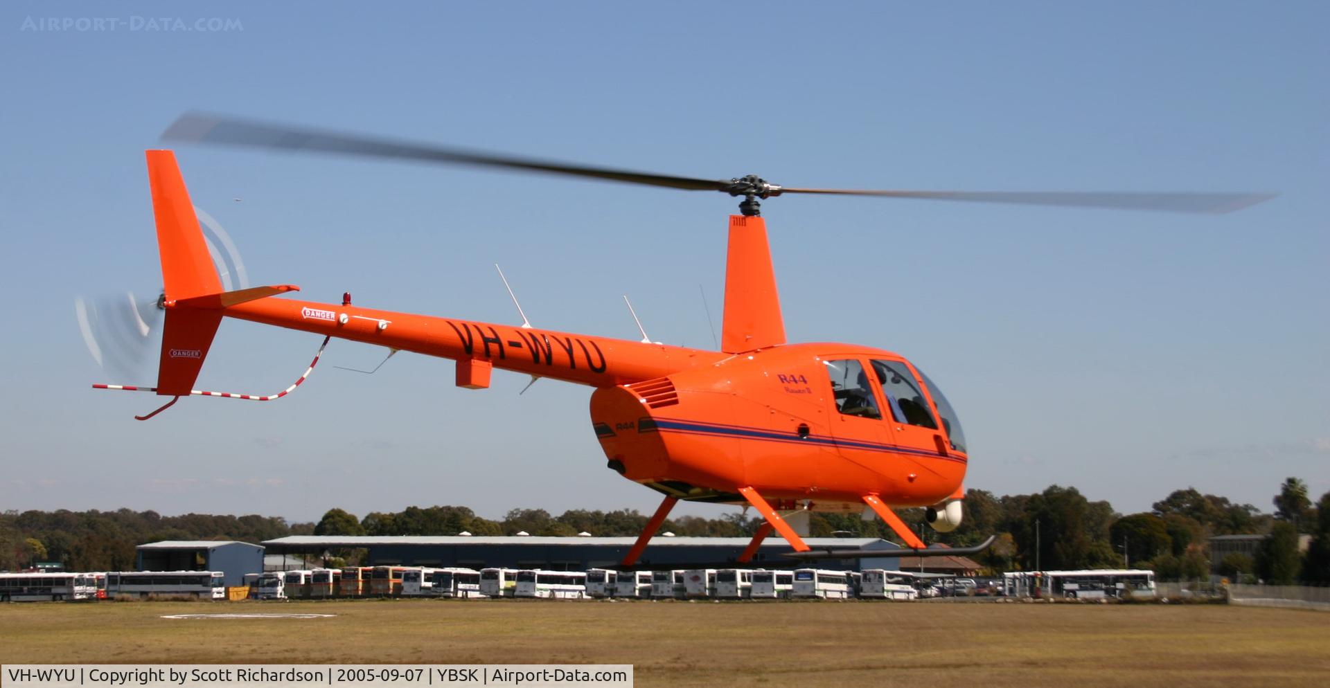 VH-WYU, 2005 Robinson R44 II C/N 10721, VH-WYU test flight at Bankstown YBSK