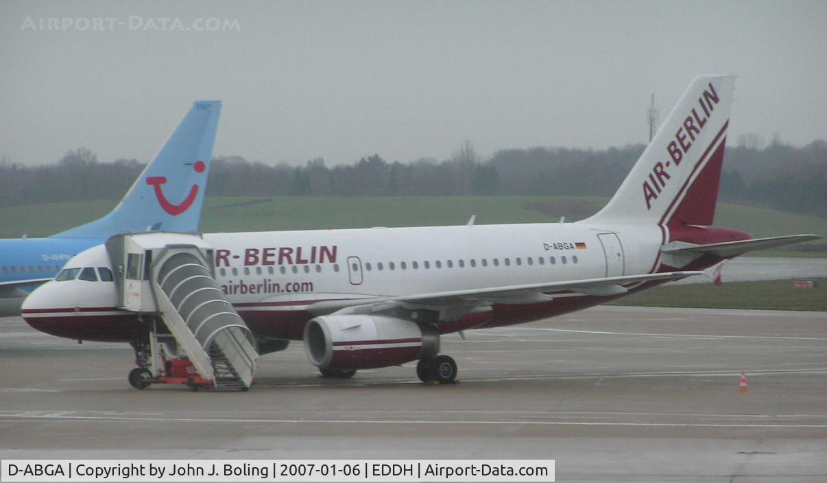D-ABGA, 2005 Airbus A319-132 C/N 2383, Air Berlin A-319 on ramp at Hamburg, Germany