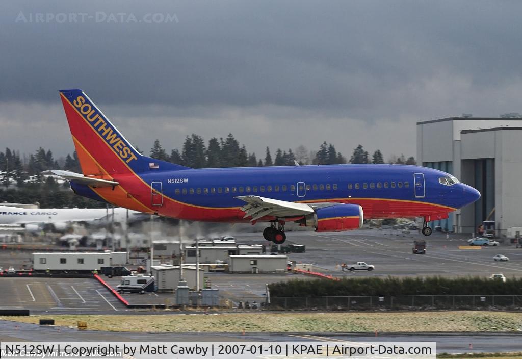 N512SW, 1991 Boeing 737-5H4 C/N 24189, Headed for the Goodrich hangar