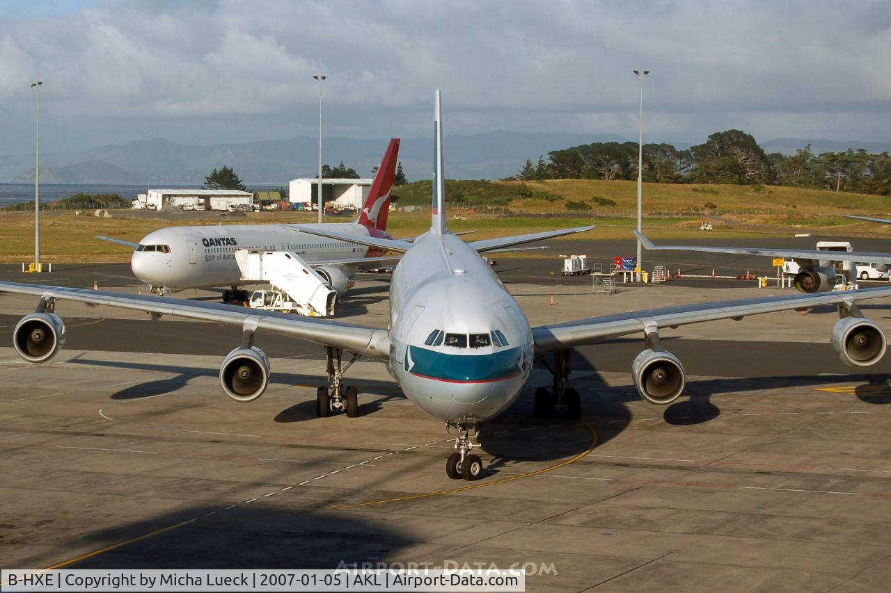 B-HXE, 1996 Airbus A340-313 C/N 157, Arriving at the gate