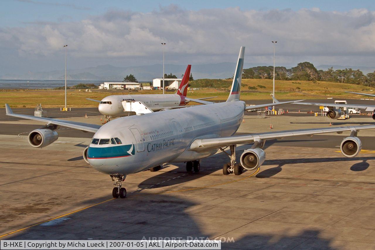 B-HXE, 1996 Airbus A340-313 C/N 157, Arriving at the gate