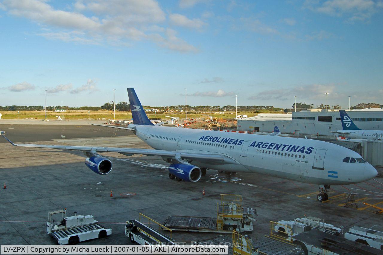 LV-ZPX, 1994 Airbus A340-211 C/N 080, At the gate in Auckland