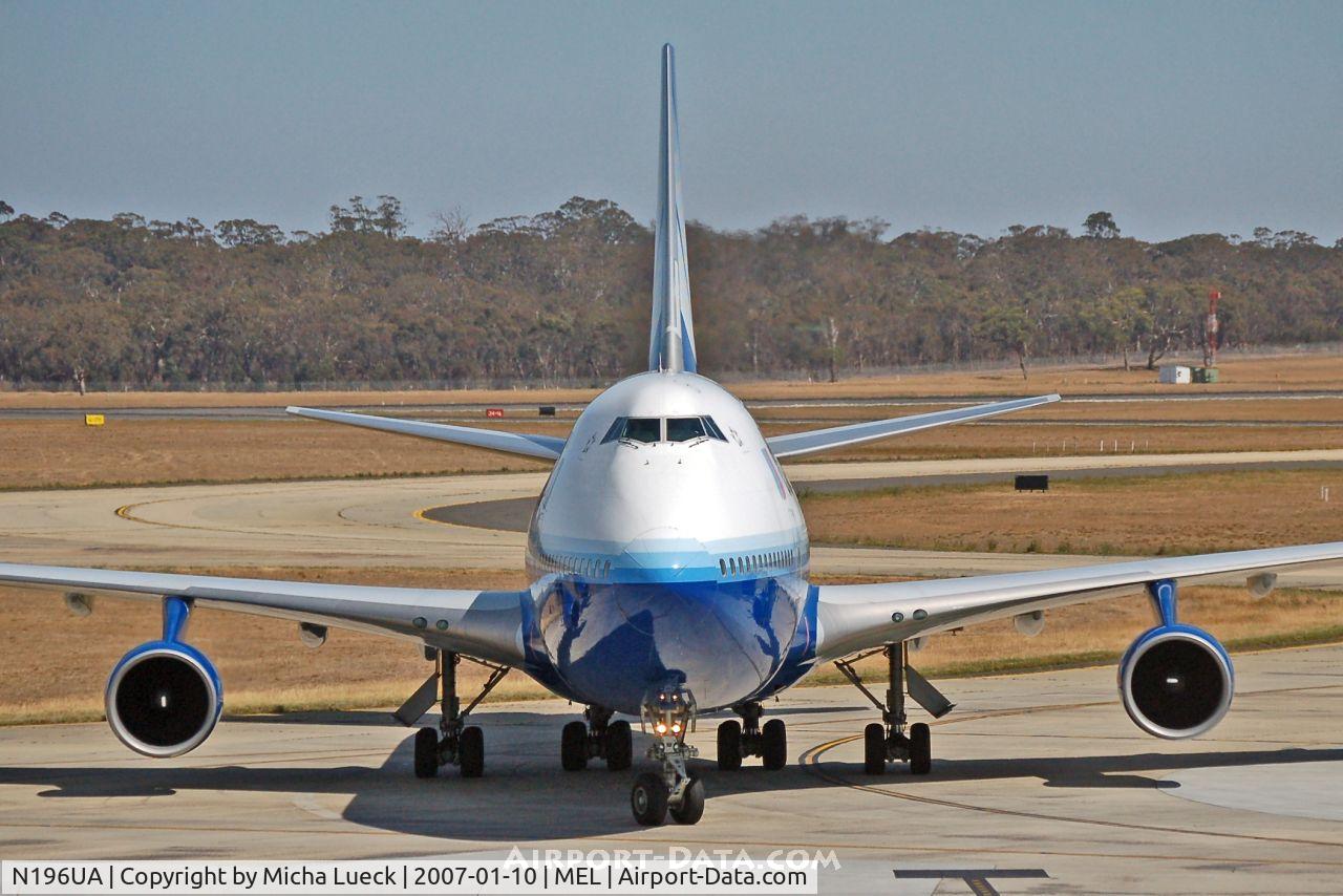 N196UA, 1997 Boeing 747-422 C/N 28715, Just arrived in Melbourne