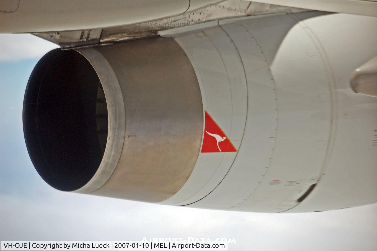 VH-OJE, 1989 Boeing 747-438 C/N 24482, One of the four Rolls Royce engines