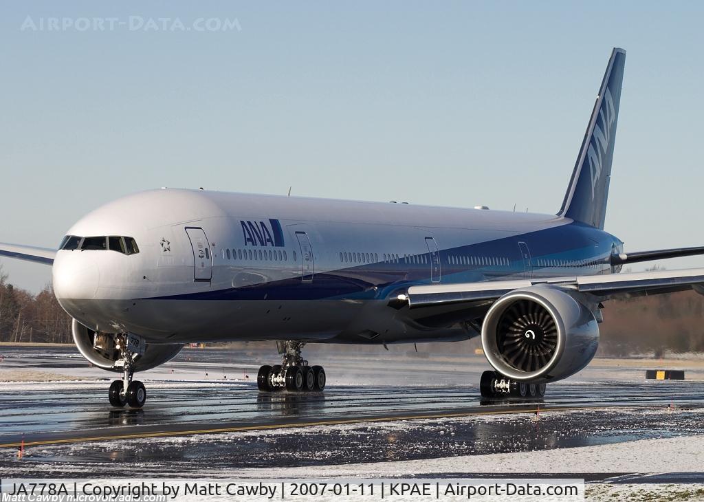 JA778A, 2007 Boeing 777-381/ER C/N 32651, First flight from Paine Field