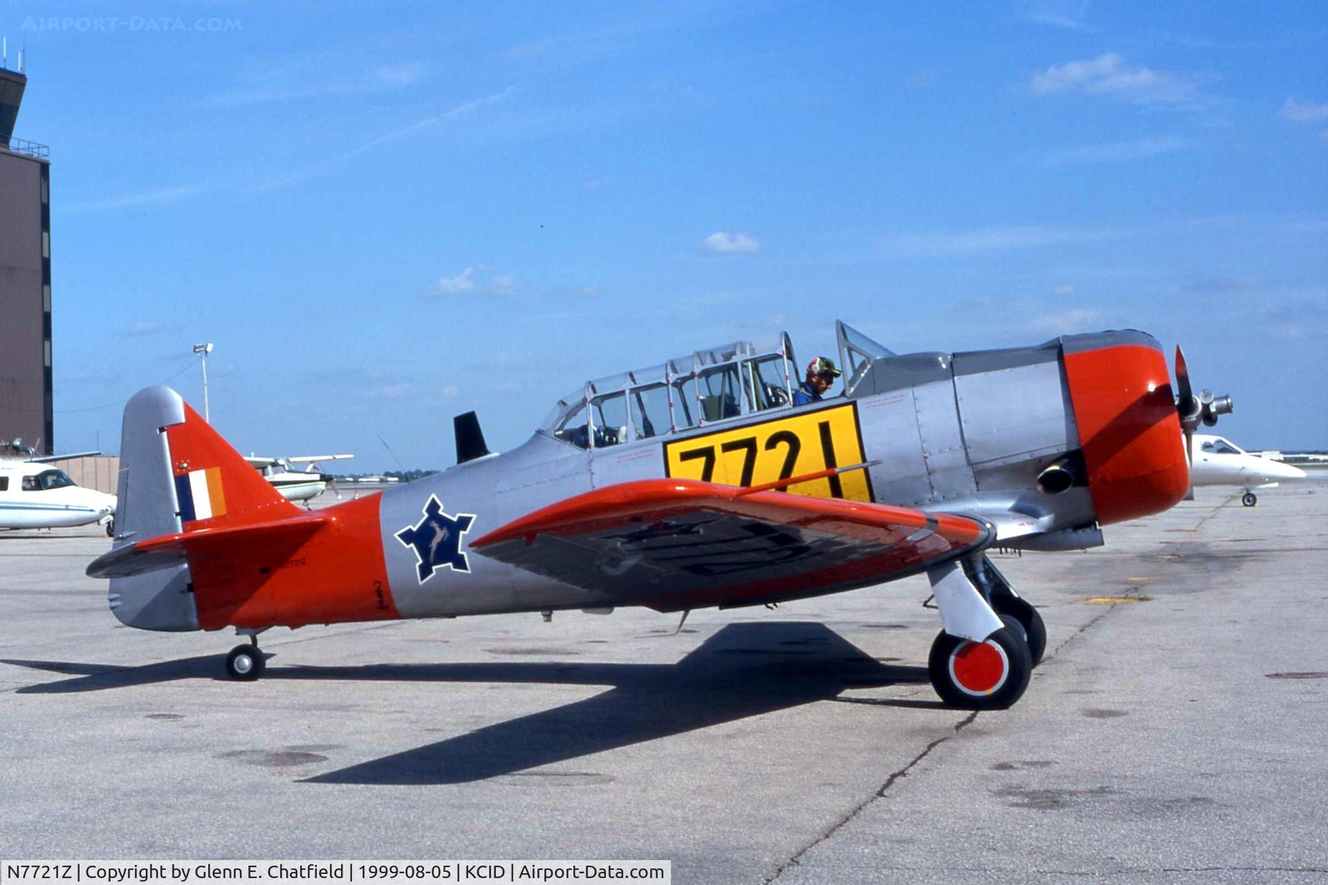 N7721Z, North American LT-6G Texan C/N SA068, Passing through Cedar Rapids